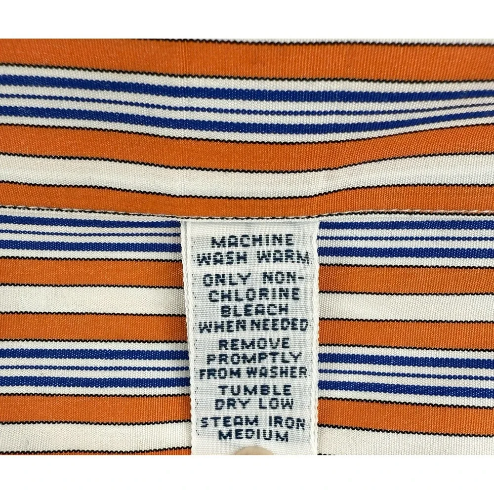 Ralph Lauren Shirt Men's L Custom Fit Long Sleeve Orange Blue Stripe Hong‎ Kong
